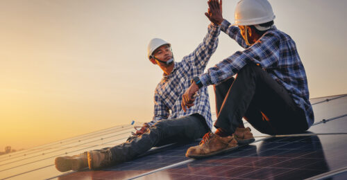 Solar contractors high five